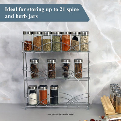 Buckingham 3 Tier Free Standing Spice & Herb Rack Jar Holder Organiser ...