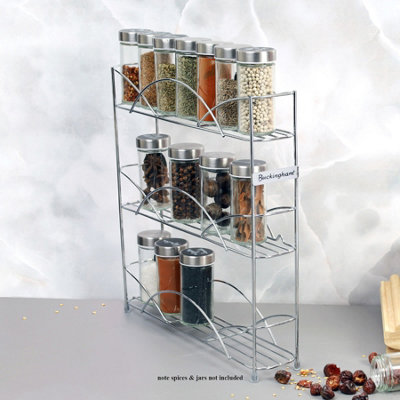 Buckingham 3 Tier Free Standing Spice & Herb Rack Jar Holder Organiser ...
