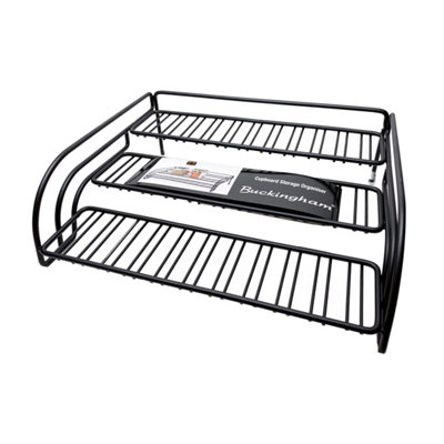 Buckingham 3 Tier Spice & Herb Rack Jar Holder Cupboard Storage Organiser , Black , High End Premium Quality