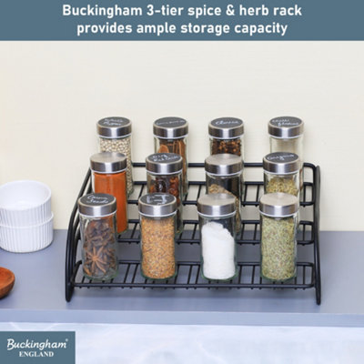 White 3-Tier Plastic Shelf Jar Rack – Kitchen Cupboard Organiser – Free Standing