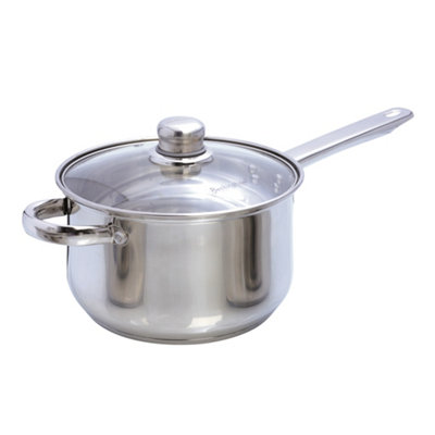 Buckingham Deep Saucepan Stainless Steel Induction  with Glass Lid, Cooking Pot 20 cm / 3.8 Litres