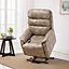 BUCKINGHAM DUAL MOTOR ELECTRIC RISE RECLINER BONDED LEATHER ARMCHAIR SOFA MOBILITY CHAIR (Stone)