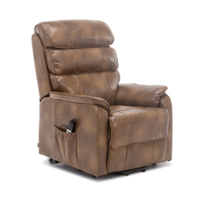 Buckingham Dual Motor Electric Rise Recliner Bonded Leather Armchair Sofa Mobility Chair (Tan)