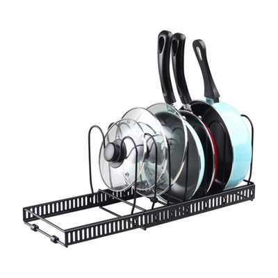 Buckingham Expandable Pot, Pan & Lid Organising Rack 8 Dividers - Black