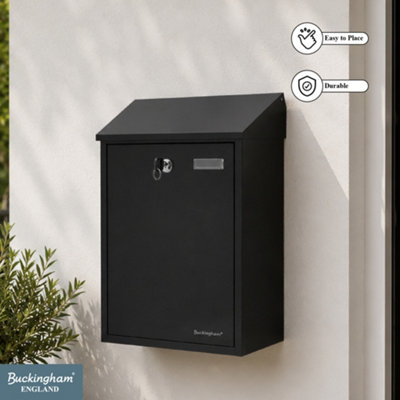Buckingham Extra Large Black Wall Mounted Lockable Post Box