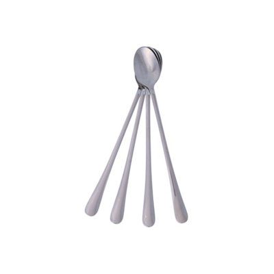 Buckingham Latte Spoons Set of 4 Long Handle Stainless Steel Spoons for Coffee Tea Desserts and Sundaes 20 cm 