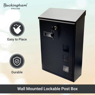 Buckingham Letter Box Wall Mounted Large Steel Lockable Mail Post Box ...