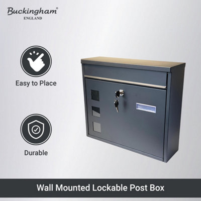 Buckingham Letter Box Wall Mounted Large Steel Lockable Mail Post ...