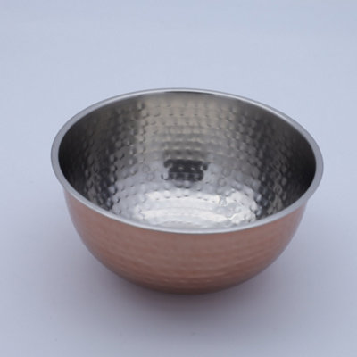 Buckingham Mixing Serving Bowl Pudding Basin with Copper Coating Hammered Finish 21cm , Stainless Steel