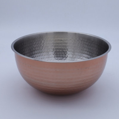 Buckingham Mixing Serving Bowl Pudding Basin with Copper Coating Hammered Finish 27cm , Stainless Steel