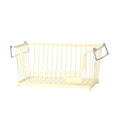 Buckingham Multi-Purpose Stackable Storage Organising Basket 30.5 x 16 x 15 cm Cream