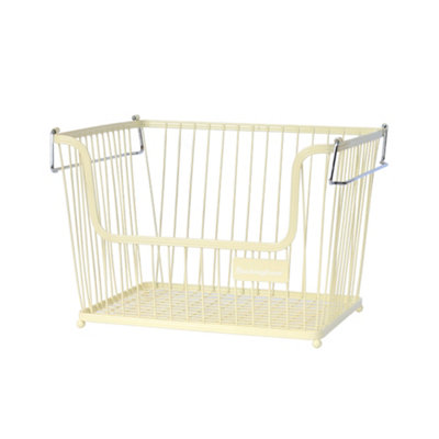 Buckingham Multi-Purpose Stackable Storage Organising Basket 30.5 x 26.5 x 22 cm Cream