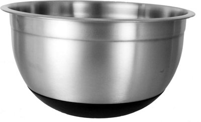 Buckingham Salad Mixing Bowl Designer Stainless Steel 1.5 Litre Silicon Base, Silver Black