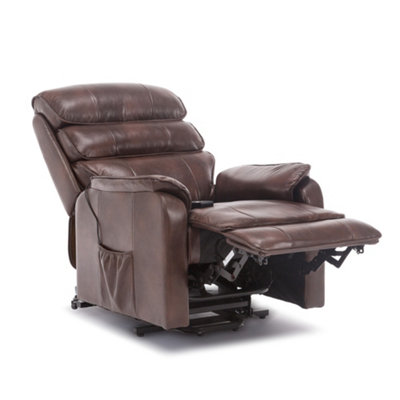 Buckingham Single Motor Electric Rise Recliner Bonded Leather Armchair Sofa Mobility Chair (Brown)