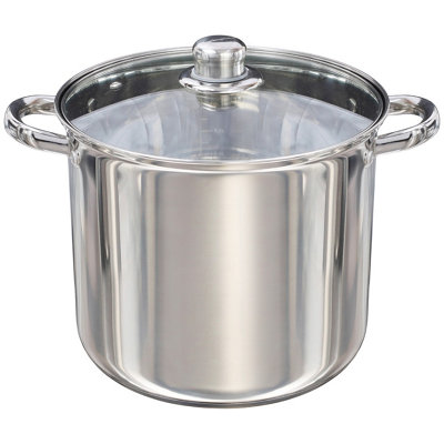 Buckingham Stainless Steel Deep Stock pot with Glass Lid 24 cm