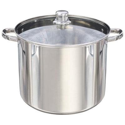 Buckingham Stainless Steel Deep Stock pot with Glass Lid 28 cm