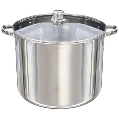 Buckingham Stainless Steel Deep Stock pot with Glass Lid 32 cm