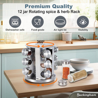 Buckingham Stainless Steel Rotating Spice & Herb Rack including 12 ...