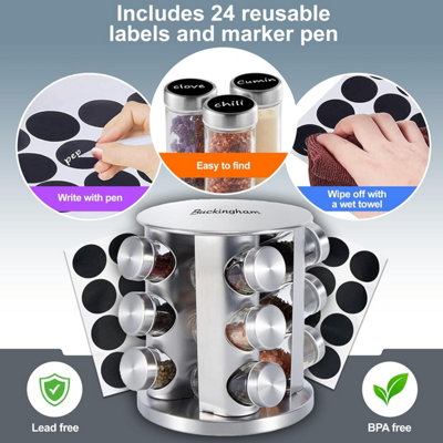 Buckingham Stainless Steel Rotating Spice & Herb Rack including 12 ...