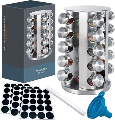 Buckingham Stainless Steel Rotating Spice Rack with 20 Jars Space ...
