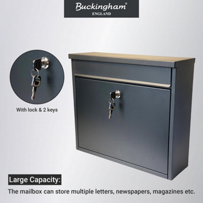Buckingham Wall Mounted Large Steel Lockable Mail Post Letter Box ...