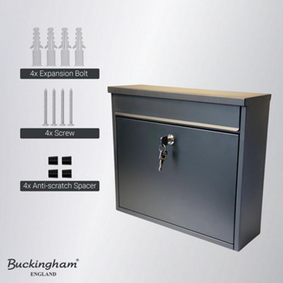 Buckingham Wall Mounted Large Steel Lockable Mail Post Letter Box ...