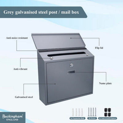 Buckingham Wall Mounted Large Steel Lockable Mail Post Letter Box ...