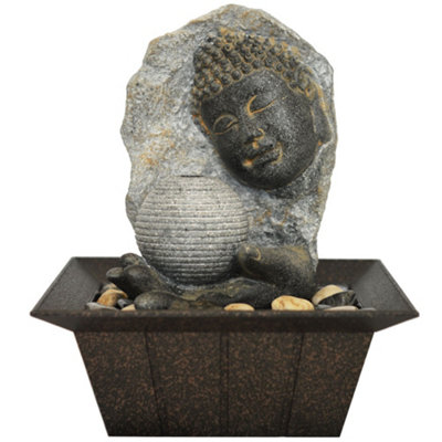 Buddha Plaque Tabletop Indoor Fountain  Water Feature with Pebbles