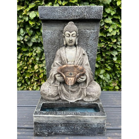 Buddha Water Feature with LED Light - Solar Panel 30x 32x51.5cm