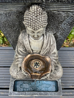 Buddha Water Feature with LED Light - Solar Panel 30x 32x51.5cm
