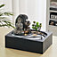 Buddha Zen Tabletop Fountain Water Feature Home Decor with LED Lights and Succulents