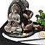 Buddha Zen Tabletop Fountain Water Feature Home Decor with LED Lights and Succulents