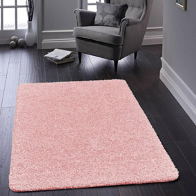 Buddy Candy Pink Washable Plain Rug by Origins-100cm X 150cm