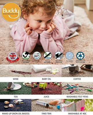 Buddy Stone Washable Plain Rug By Origins-100cm X 150cm
