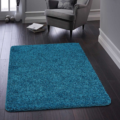 Buddy Teal Washable Plain Rug By Origins-100cm (Circle)