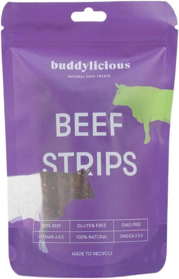 Buddylicious 100% Natural Beef Strips Dog Treats GMO Free Gluten Free