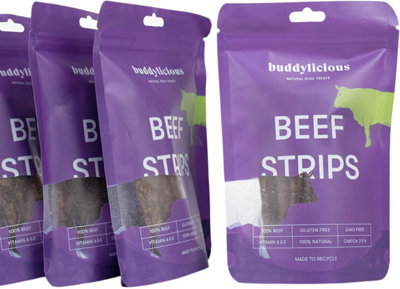 Buddylicious 100% Natural Beef Strips Dog Treats GMO Free Gluten Free