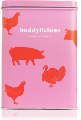 Buddylicious Natural Dog treats Chews Gift Box  Presented In Lovely Collectors Tins Farm Yard Theme Gift Box