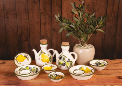 Buena Vida Hand Painted Lemon Ceramic Kitchen Dining Olive Dish (Diam) 16cm