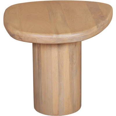 Buffalo Abstract Natural Mango Wood Side Table, Round Matt Finish