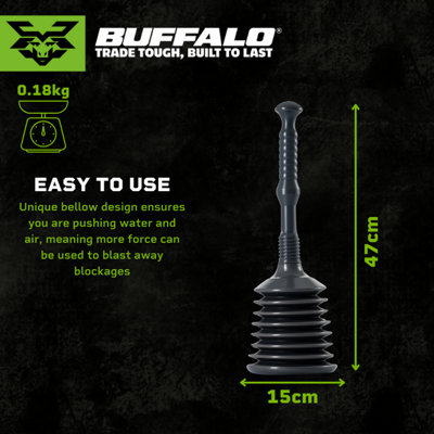 Buffalo Maxi Pro Pümpel Mit Gummidichtung – 100% Dicht, Kein Spritzen, Mit Entlüftungsventil & Handlichem Griff Für Beste Kontrolle
