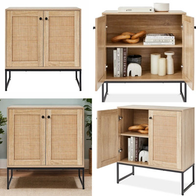 Buffet Storage Cabinet Rattan Door Cupboard Living Room Wooden Kitchen Sideboard