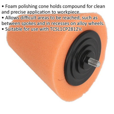 Buffing & Polishing Foam Cone - 35 to 84 x 82mm - 1/4