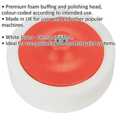 Buffing & Polishing Foam Head - 150 x 50mm - M14 x 2mm Thread - Dense & Firm