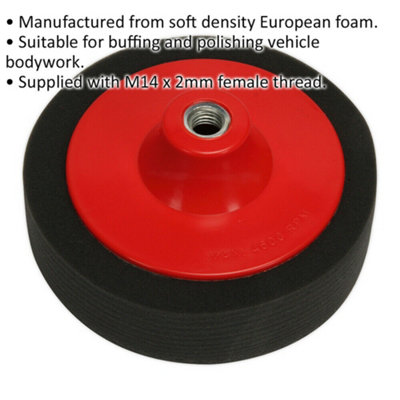 Buffing & Polishing Foam Head - 150 x 50mm - M14 x 2mm Thread - Soft EU Foam