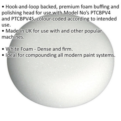 Buffing & Polishing Foam Head - 80 x 25mm - Hook-and-Loop - Dense & Firm