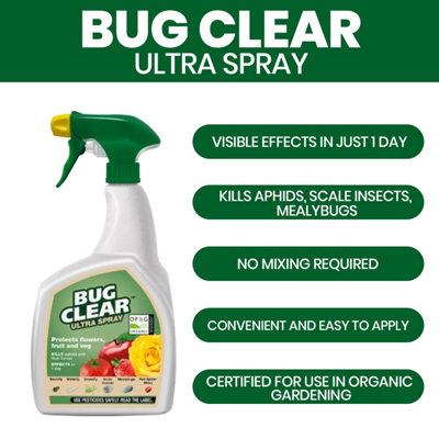 Bug Clear Fruit & Veg Ultra RTU 800ml Plant Based Insecticide Spray for ...