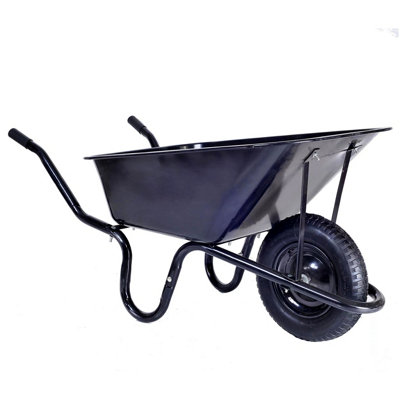 Builders WHEELBARROW 130kg / 85Ltr Toughened Metal Tray Ideal Heavy ...