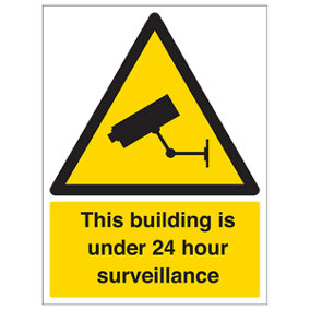 Building 24 Hour Surveillance Sign - Adhesive Vinyl - 150x200mm (x3)