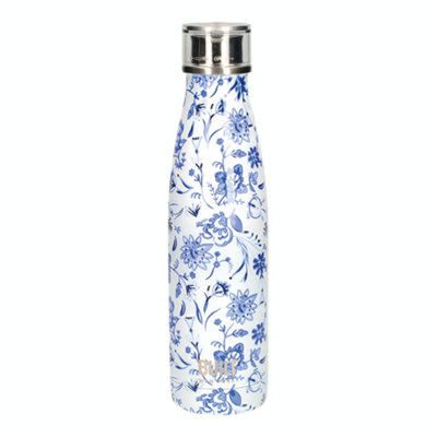 Built 500ml Double Walled Stainless Steel Water Bottle Blue Floral ...